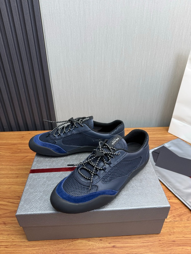 Prada Navy Speedrock leather and mesh fabric sneakers 39-45