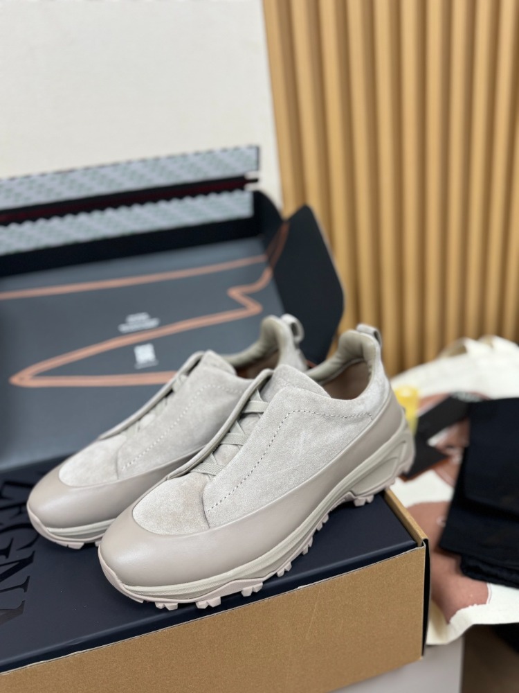 Zegna Grey Suede and Leather Triple Stitch Monte 38-46