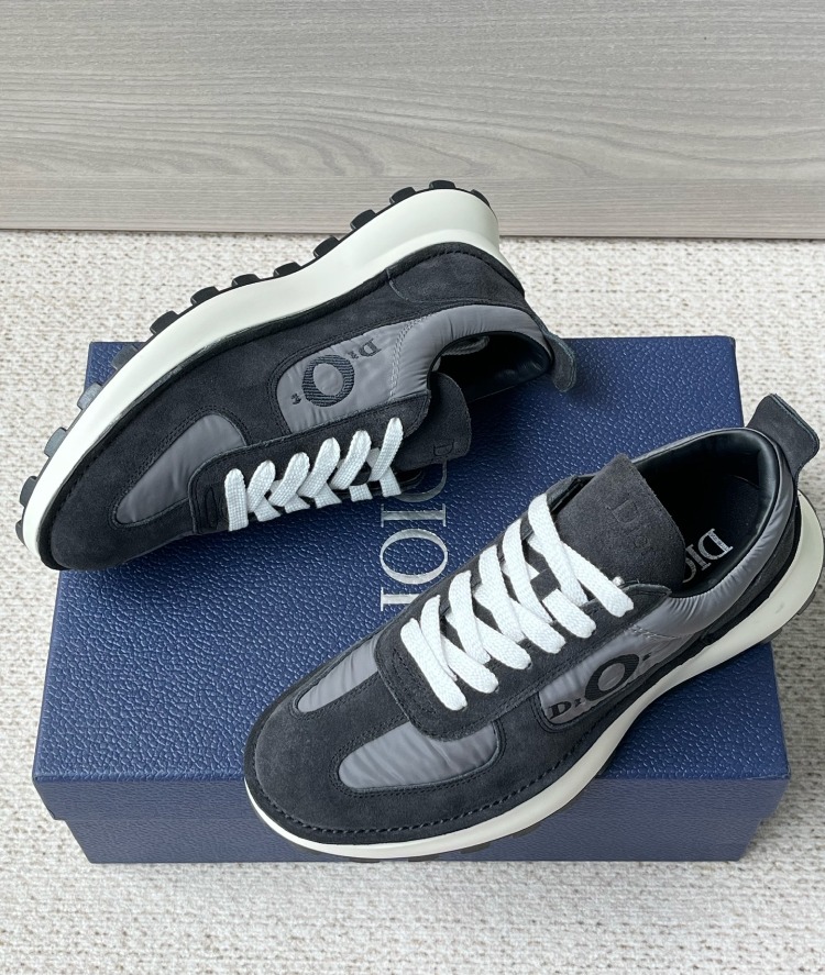 Squash Sneaker Black Suede Calfskin and Gray Leather 39-45