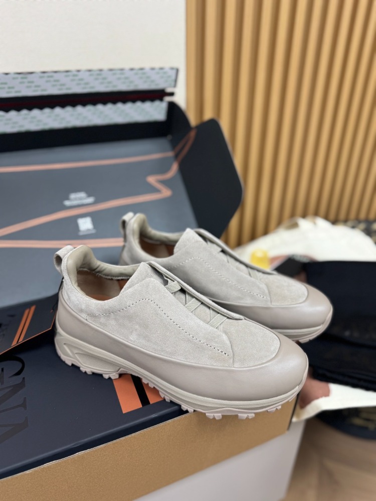 Zegna Grey Suede and Leather Triple Stitch Monte 38-46