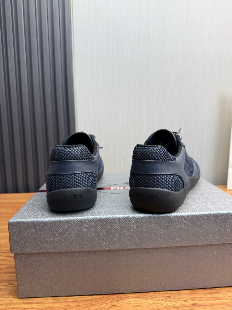 Prada Navy Speedrock leather and mesh fabric sneakers 39-45