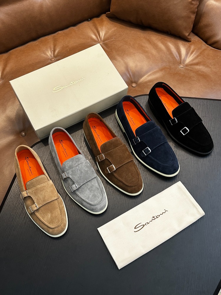 Santoni Süet Kemerli Loafer Erkek Ayakkabı 39-45