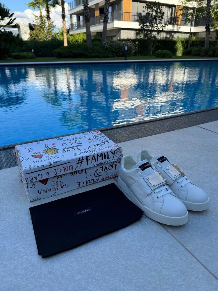 Dolce Gabbana Iron Portofino Leather Sneakers