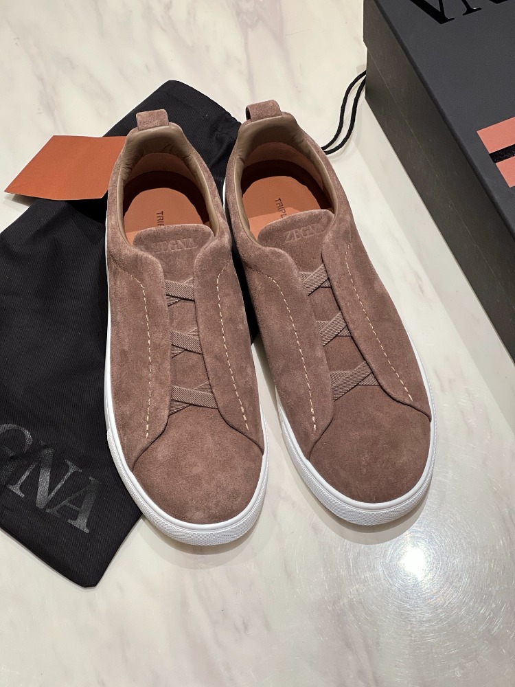 Zegna Dark Beige Suede Triple Stitch™ Sneakers 39-46
