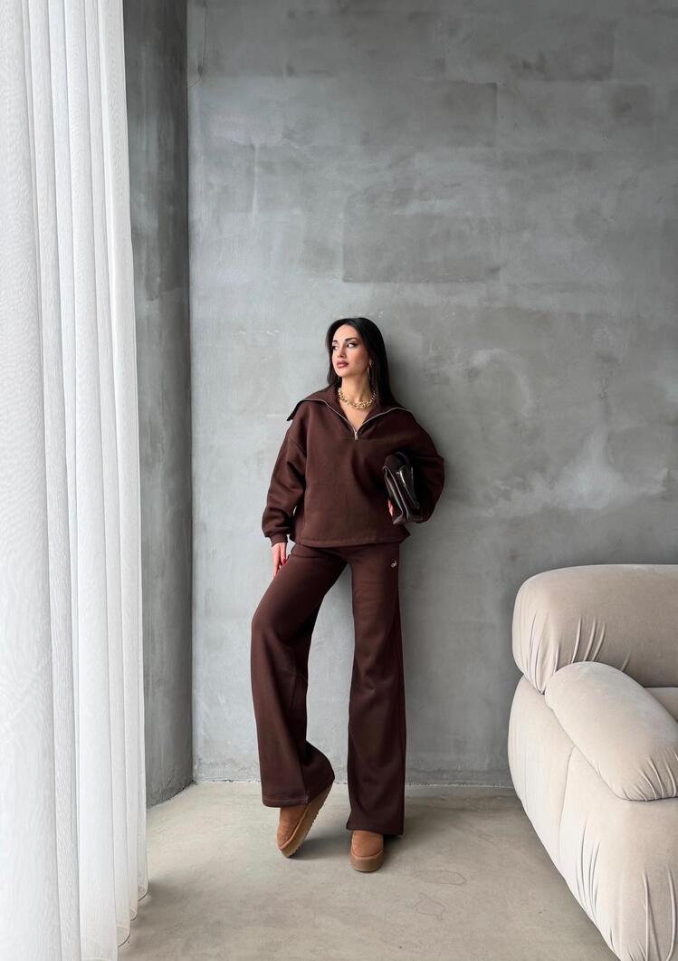 Alo Yoga Yarım Fermuarlı Takım Kahve