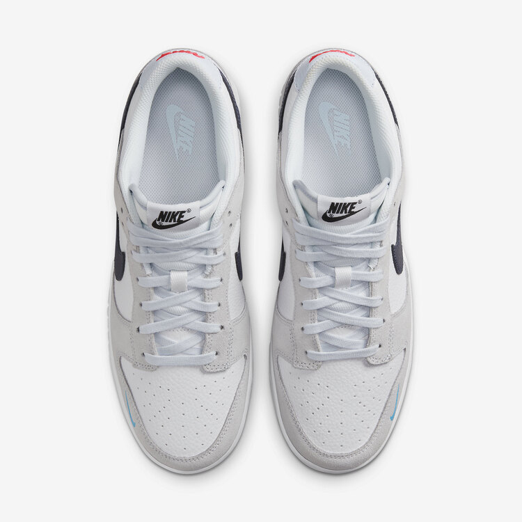  Nike Dunk Low White Grey Navy Aqua Mini Swoosh