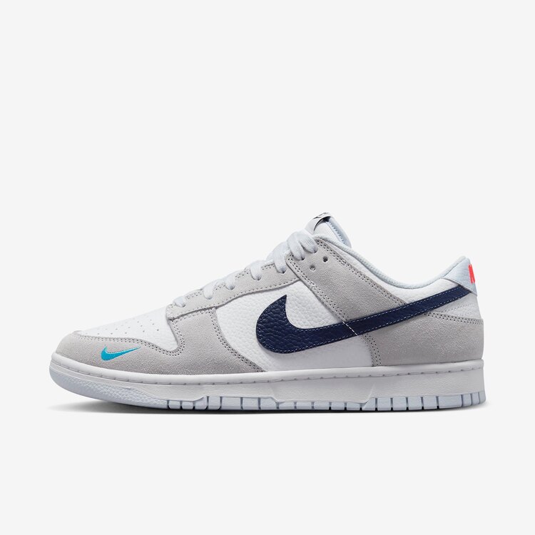  Nike Dunk Low White Grey Navy Aqua Mini Swoosh