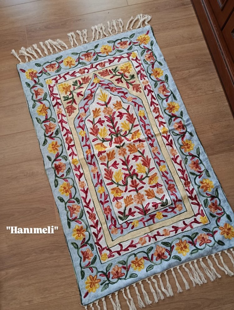 Hanımeli model tam işli Kaşmir seccade
