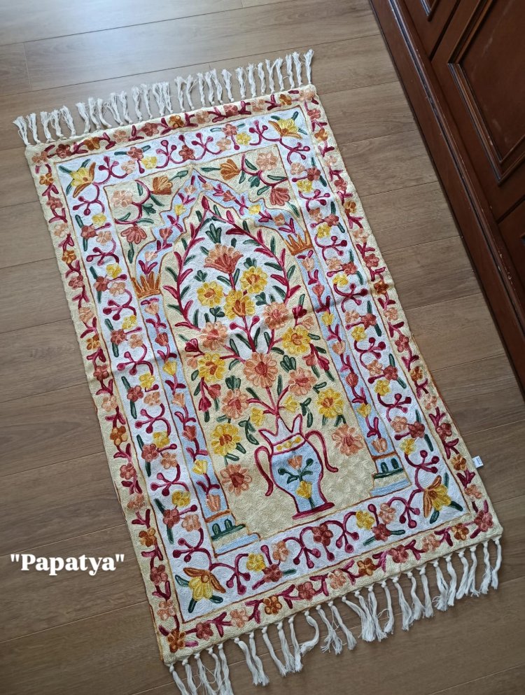 Papatya model tam işli Kaşmir seccade 