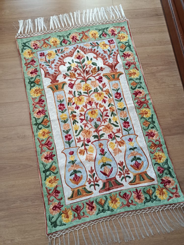 Çimen model tam işli Kaşmir seccade