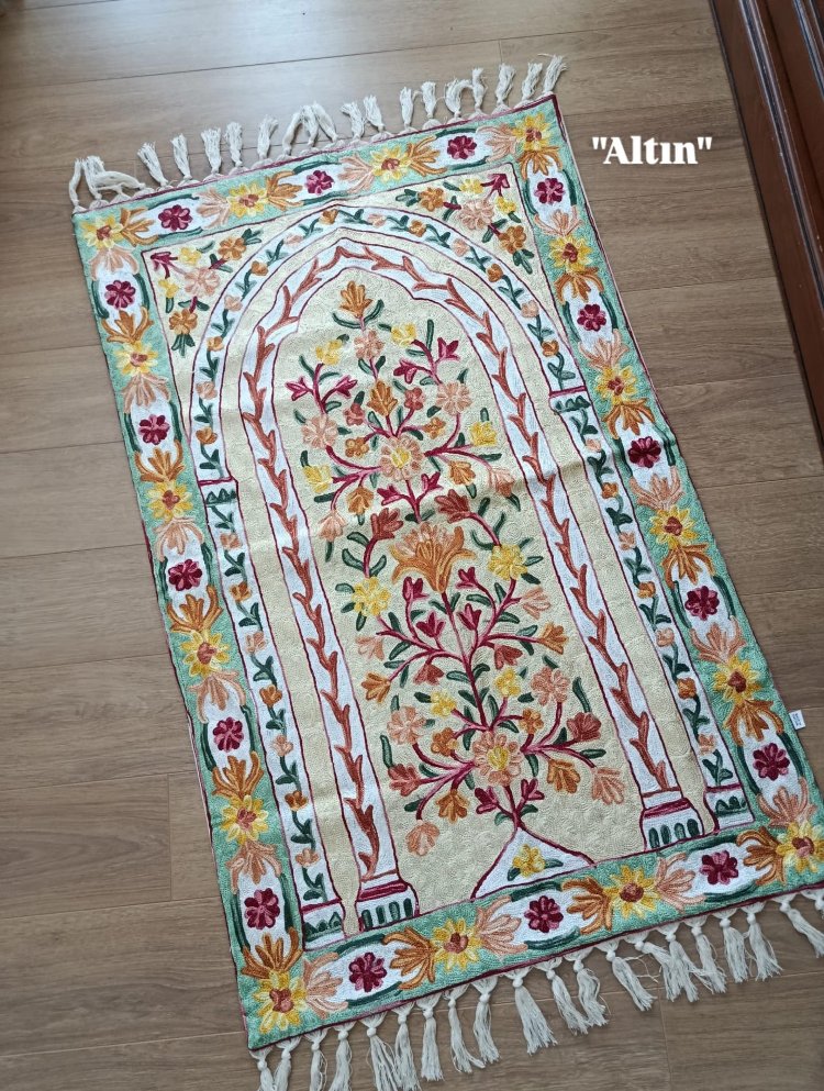 Altın model tam işli Kaşmir seccade