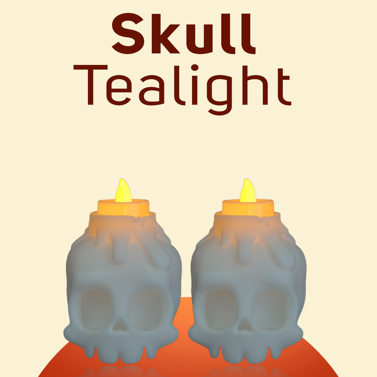 Skull Tealight - With Tealight 2 Piece