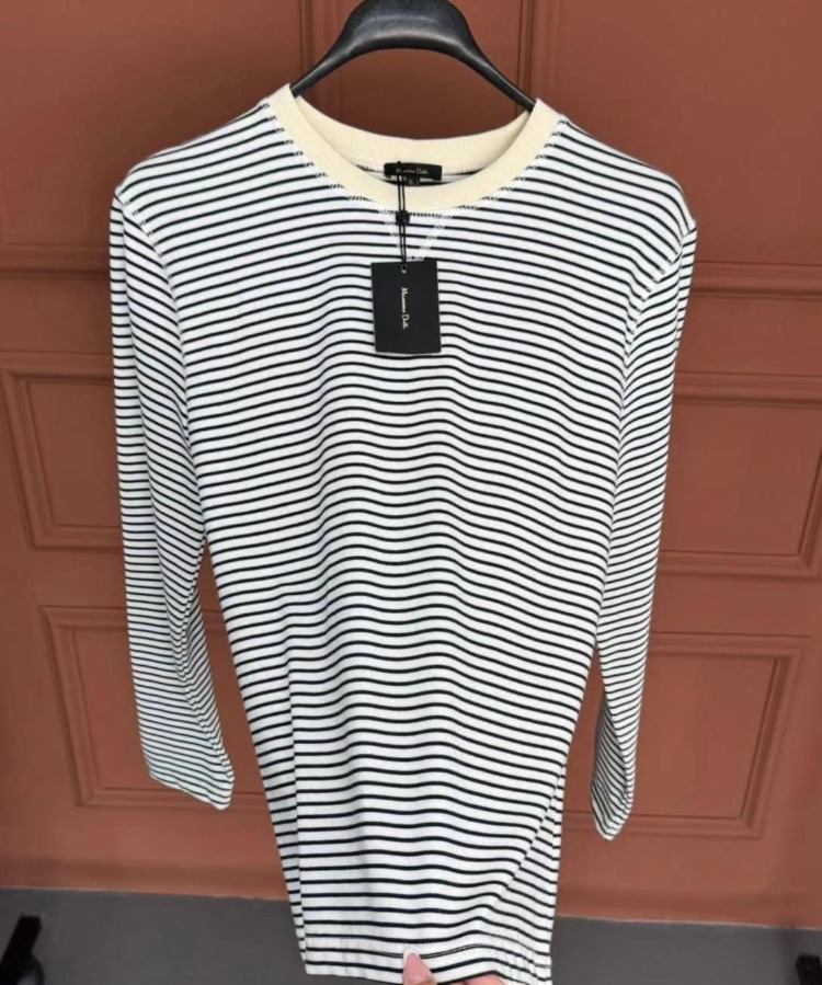 MASSIMO DUTTI Sweatshirt Beyaz-Siyah Çizgili
