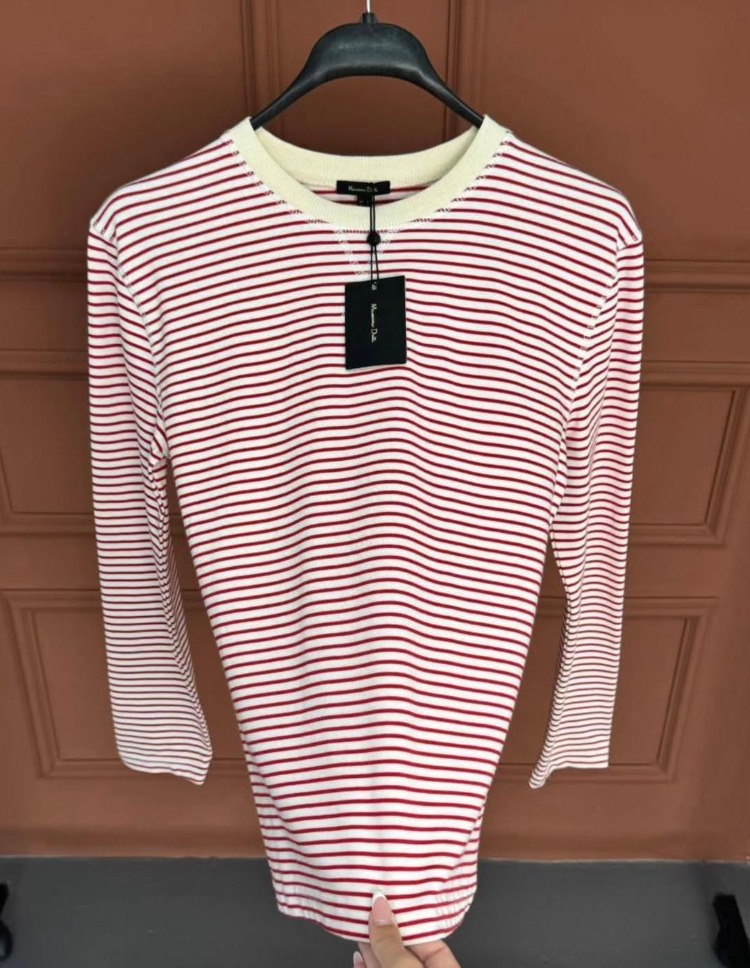 MASSIMO DUTTI Sweatshirt Kırmızı Beyaz Çizgili