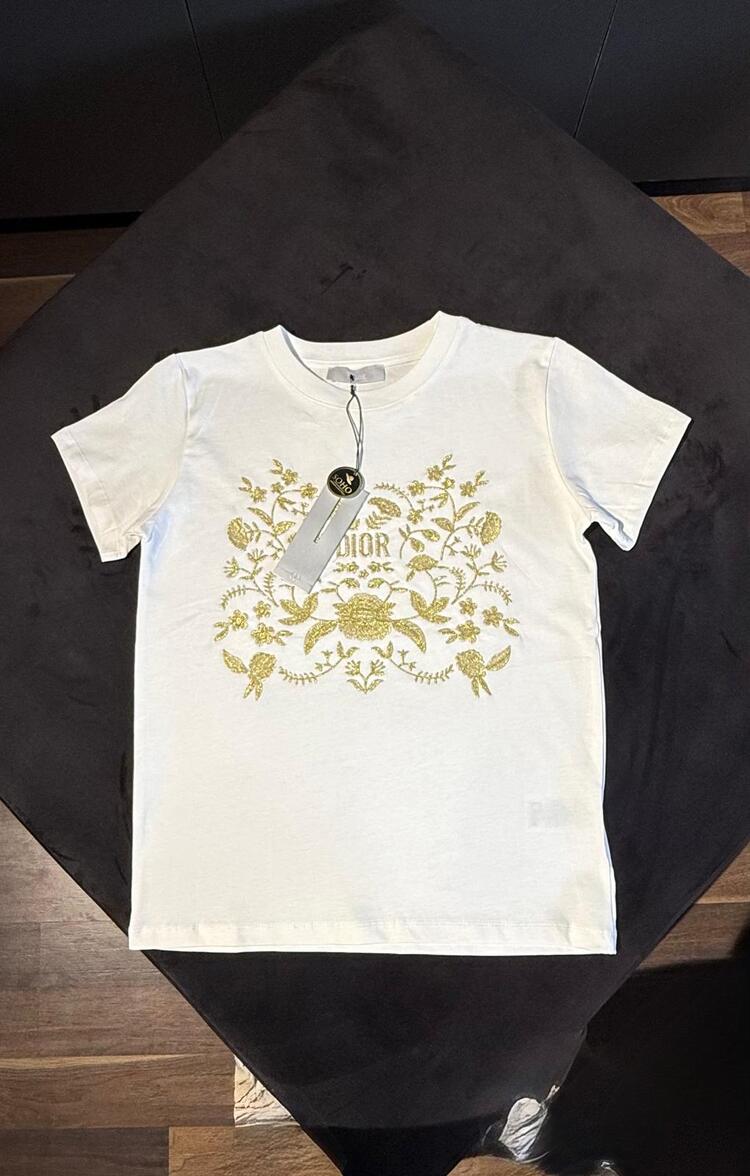 DİOR yaldız işlemeli t-shirt