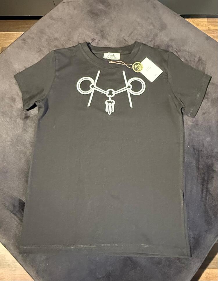 HERMES siyah işlemeli tshirt