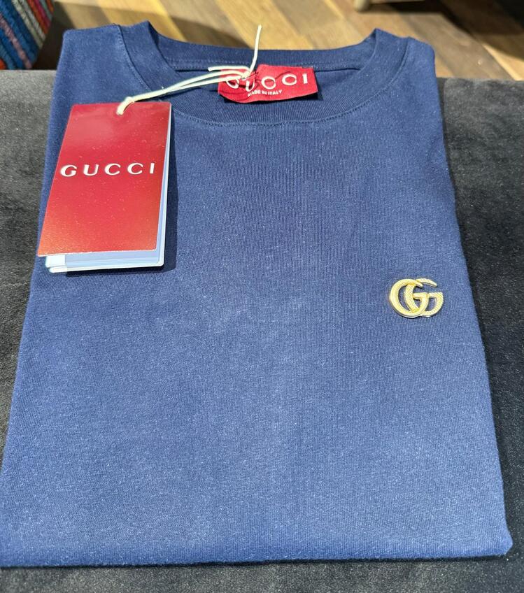 GUCCI Lacivert bisiklet yaka tshirt
