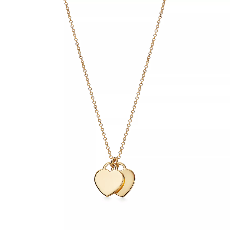 Tiff Double Mini Heart Blue Gold