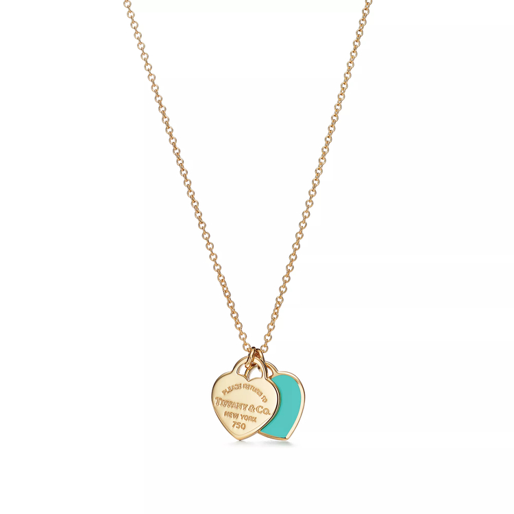 Tiff Double Mini Heart Blue Gold