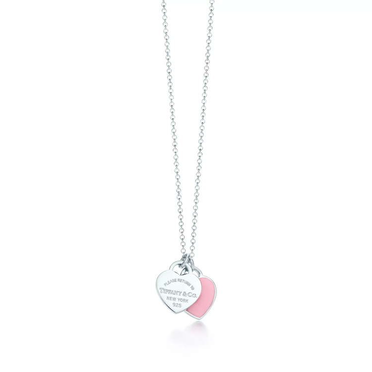Tiff Double Mini Heart Pink Silver