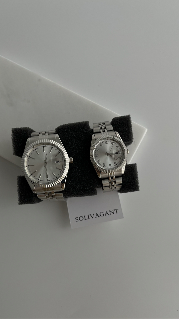 Lusso ~ Silver White Çift saati