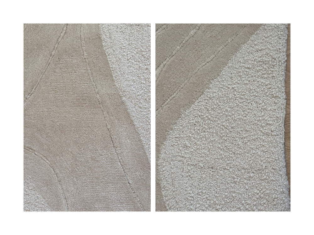 Topografik Monokrom Tufted Yolluk ve Duvar Panosu (198x65 cm)
