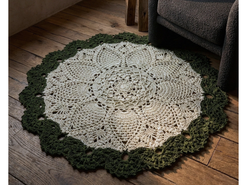 Botanical Circle: Organik Form | El Örgüsü Yuvarlak Halı (104 cm)