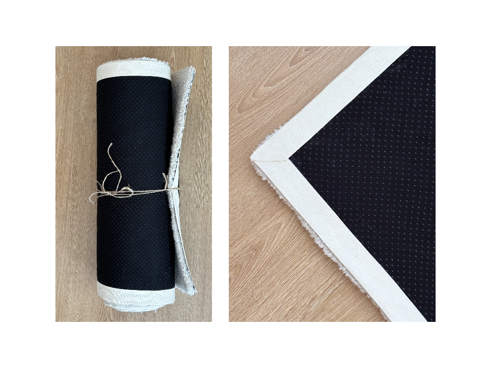 Topografik Monokrom Tufted Yolluk ve Duvar Panosu (198x65 cm)