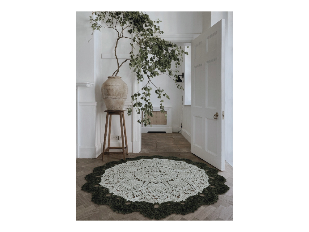 Botanical Circle: Organik Form | El Örgüsü Yuvarlak Halı (104 cm)