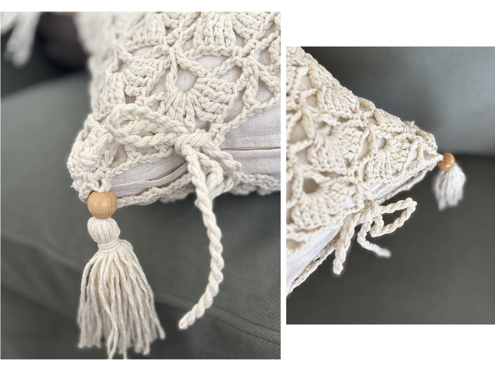 Openwork: Ajur Dokusu | El Örgüsü Kare Yastık (Kılıf)
