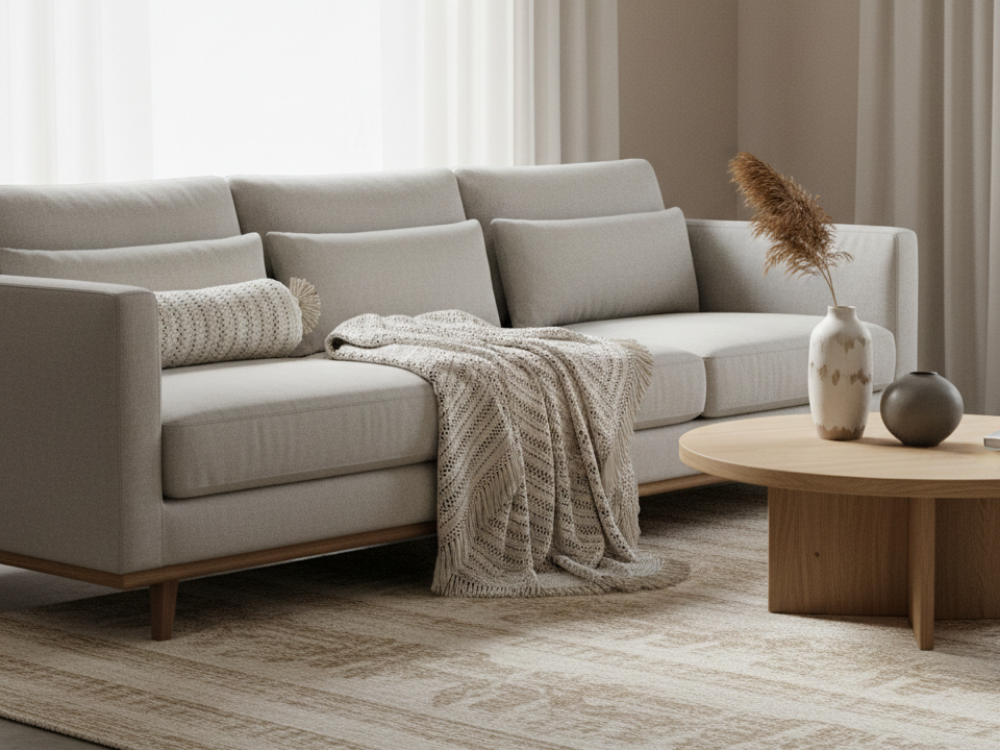 Soft White Lounge Set | El Örgüsü Battaniye & Silindir Yastık