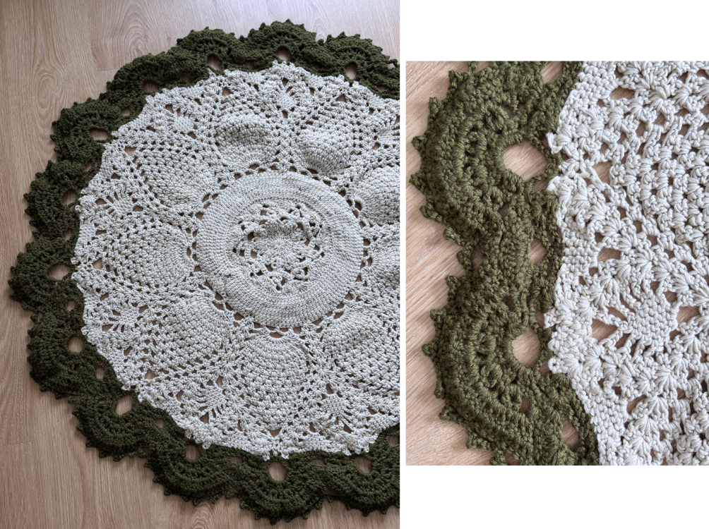 Botanical Circle: Organik Form | El Örgüsü Yuvarlak Halı (104 cm)
