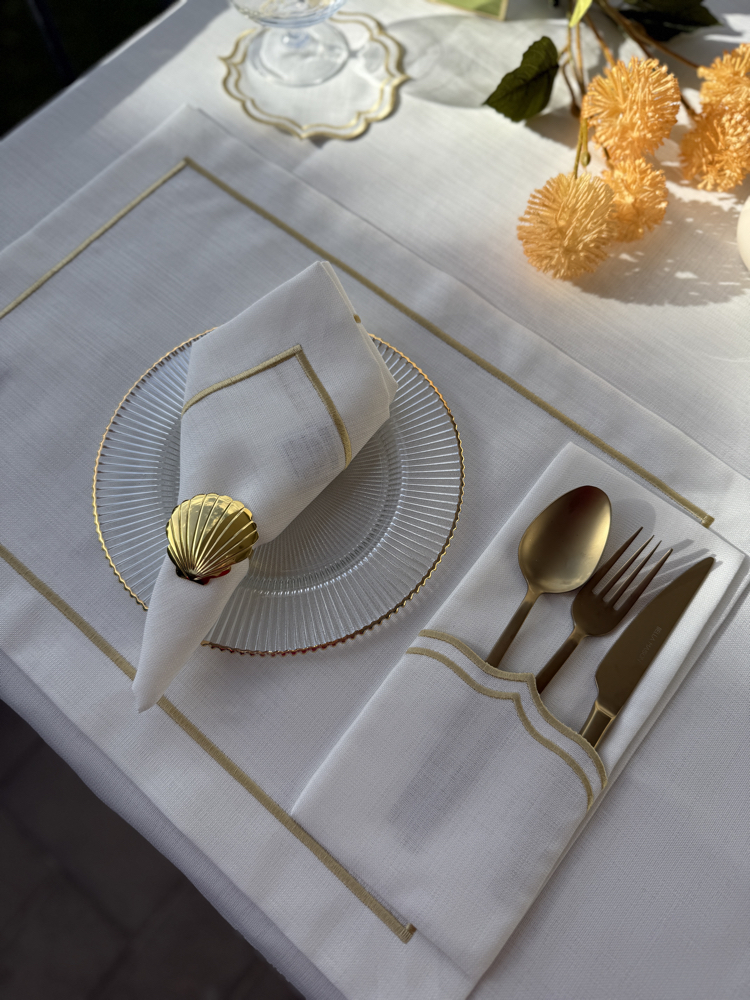 Klasik Beyaz Amerıkan Servıs 6 adet- Beyaz\Gold