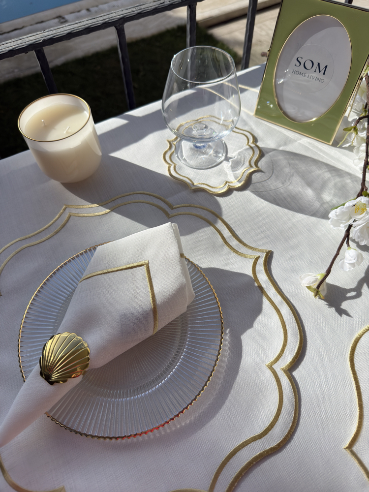 Beyaz Royal Amerıkan servıs 6 adet - Beyaz/Gold