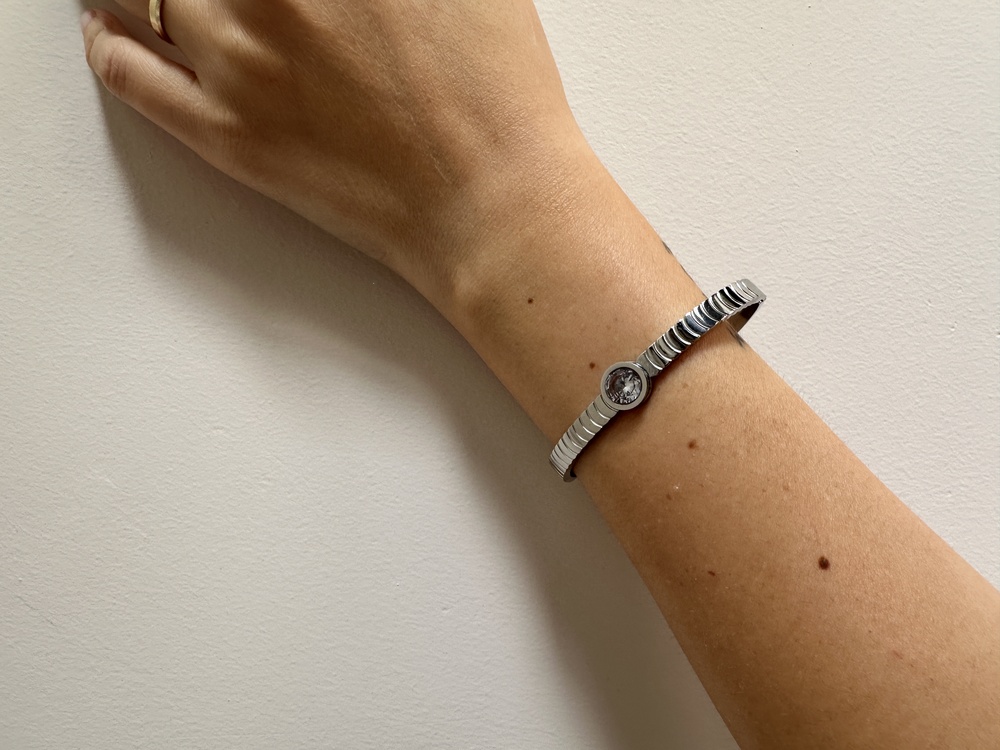 Çelik silver taşlı 6 mm kelepçe