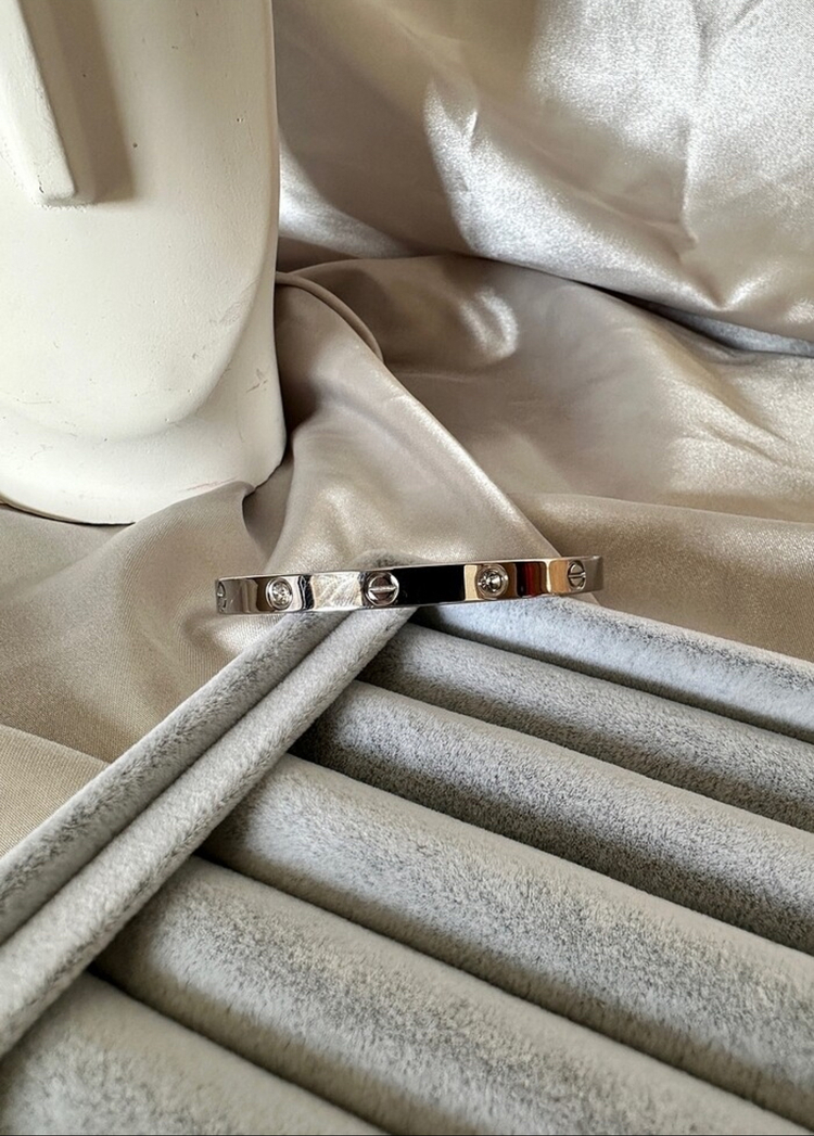 Crtier marka çelik silver taşlı mini 6 mm kelepçe