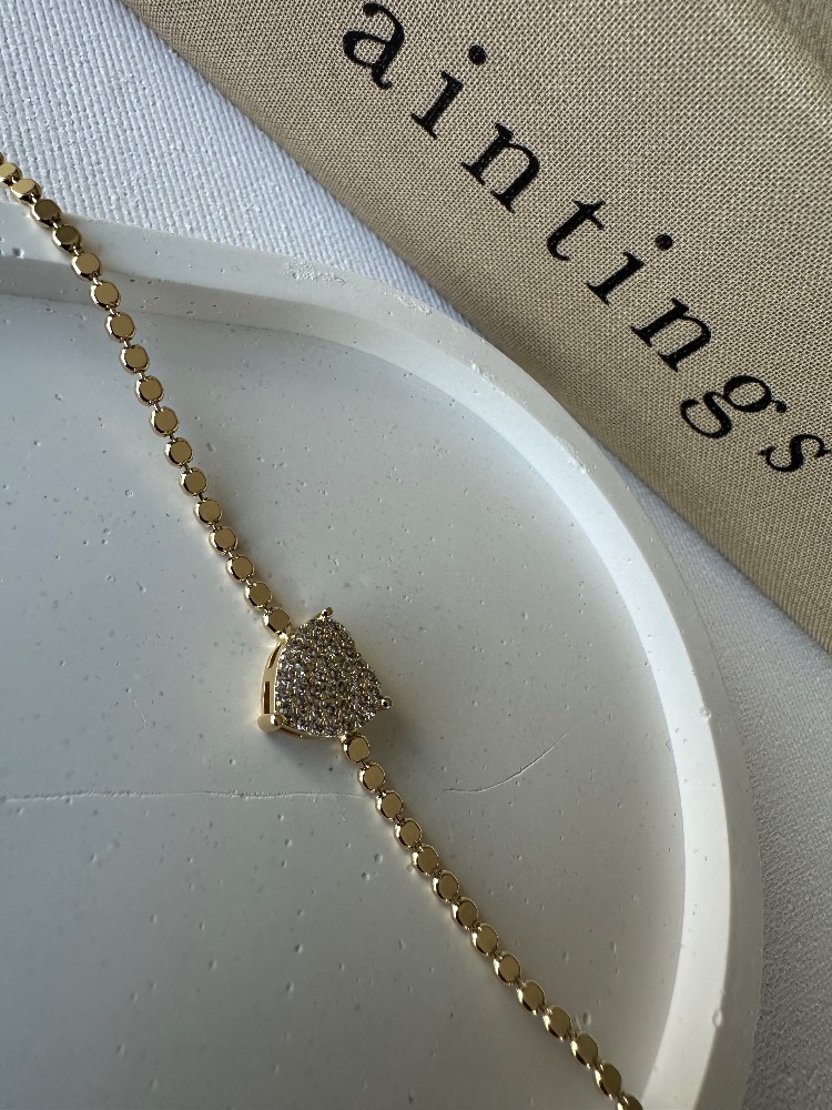 Vip Gold Taşlı Kalp Desen Bileklik