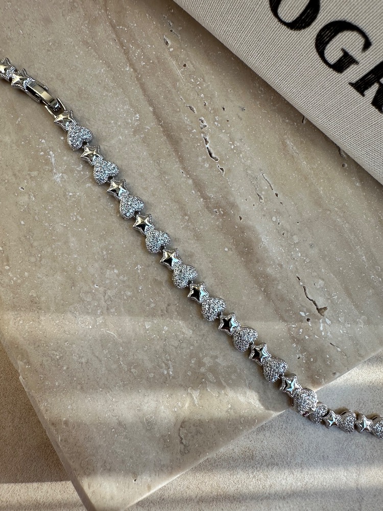 Xuping Silver Kalp ve Yıldız Desen Bileklik