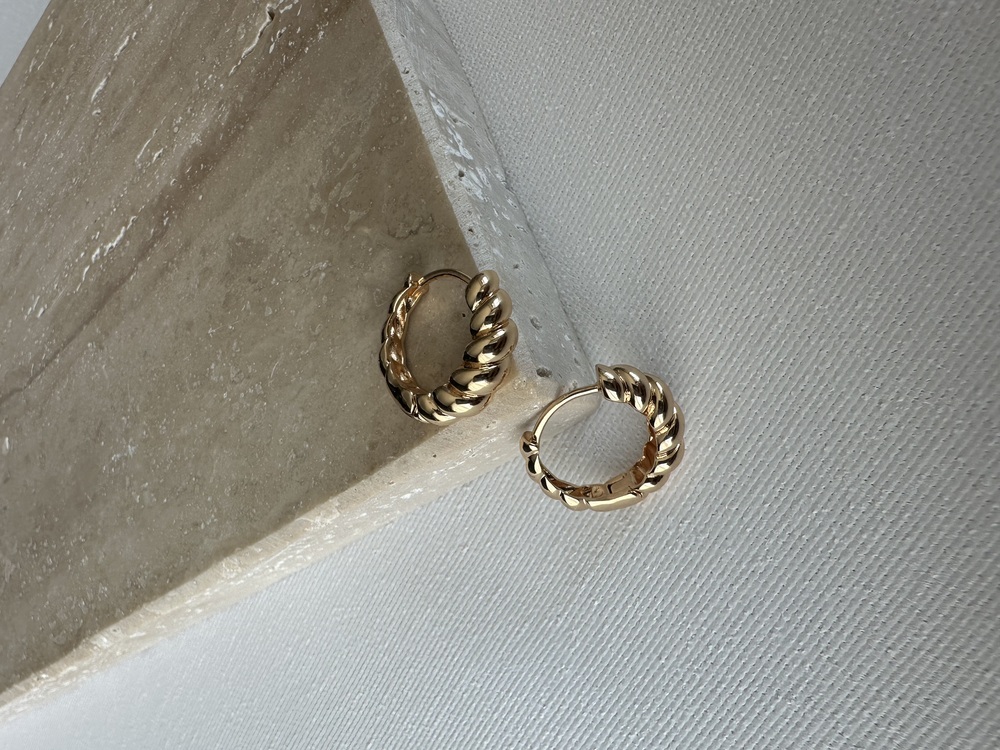 Xuping 18k Rose Gold 2 cm Spiral Desen Halka Küpe