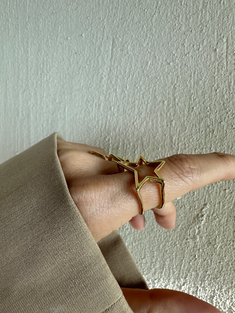 Vip 14k gold Yıldız Desen Ayarlanabilir Yüzük (tekli)