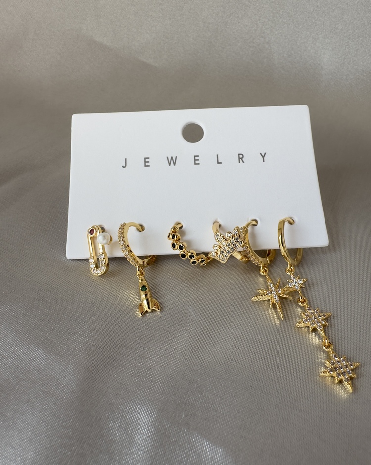 Vip 6 lı gold küpe set