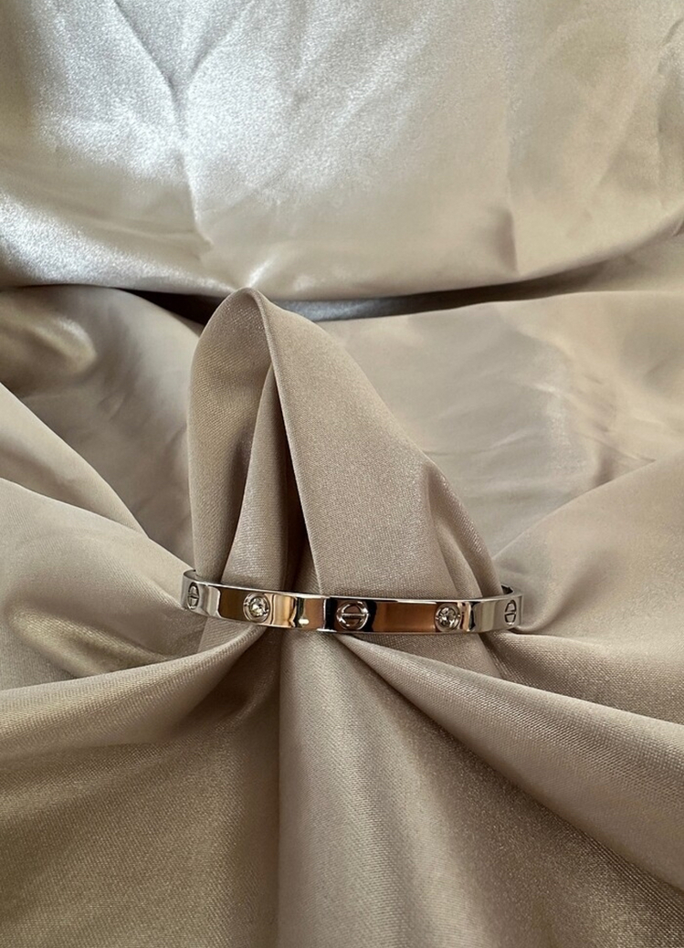 Crtier marka çelik silver taşlı mini 6 mm kelepçe