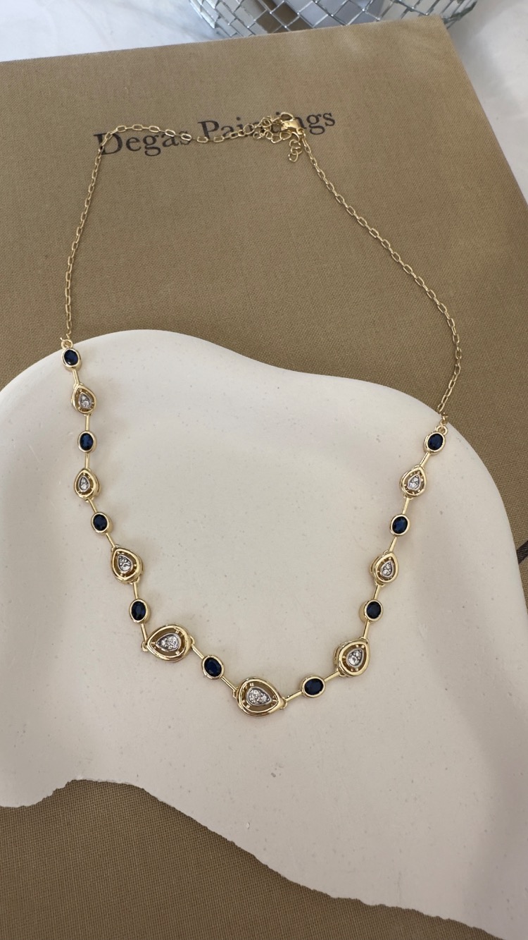 14k Vip Element Lacivert Taşlı Kolye