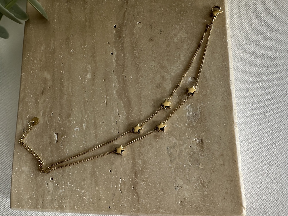 Çelik Gold 2 li Yıldız Desen Bileklik
