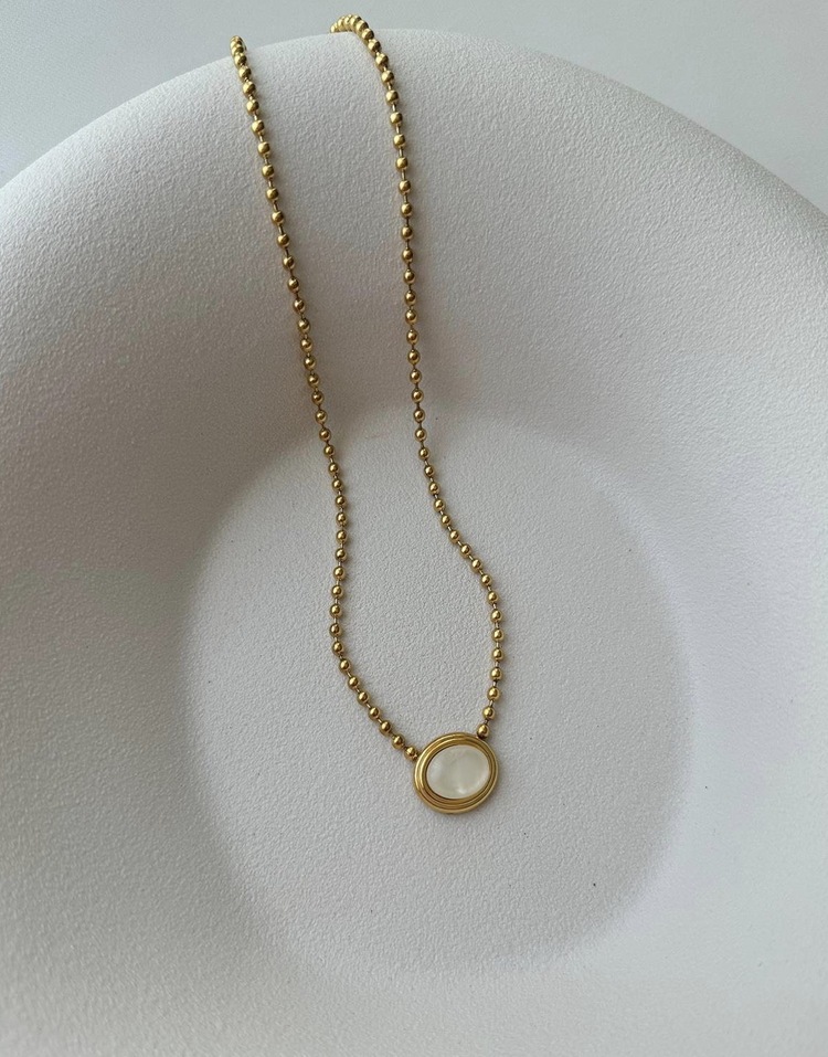 Çelik Gold Dorika Zincir Elips Model Kolye