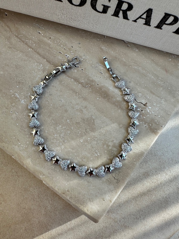Xuping Silver Kalp ve Yıldız Desen Bileklik