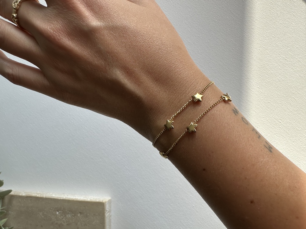 Çelik Gold 2 li Yıldız Desen Bileklik