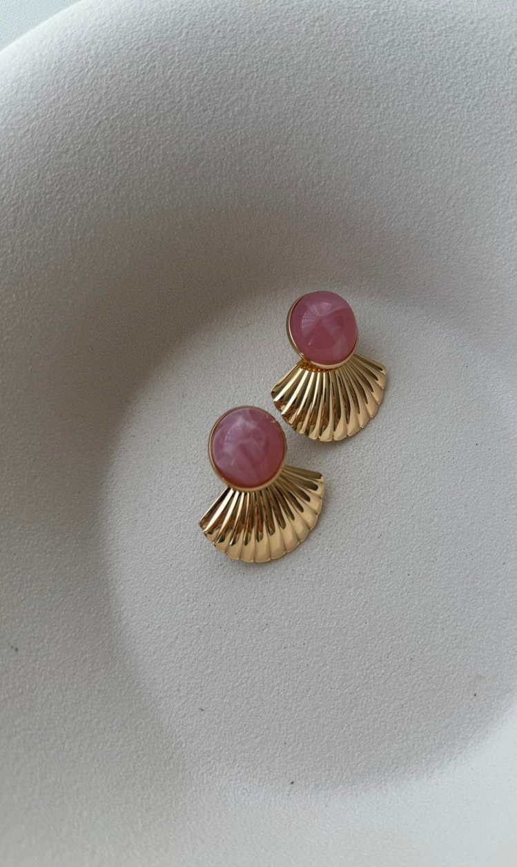 Vip pembe taşlı küpe