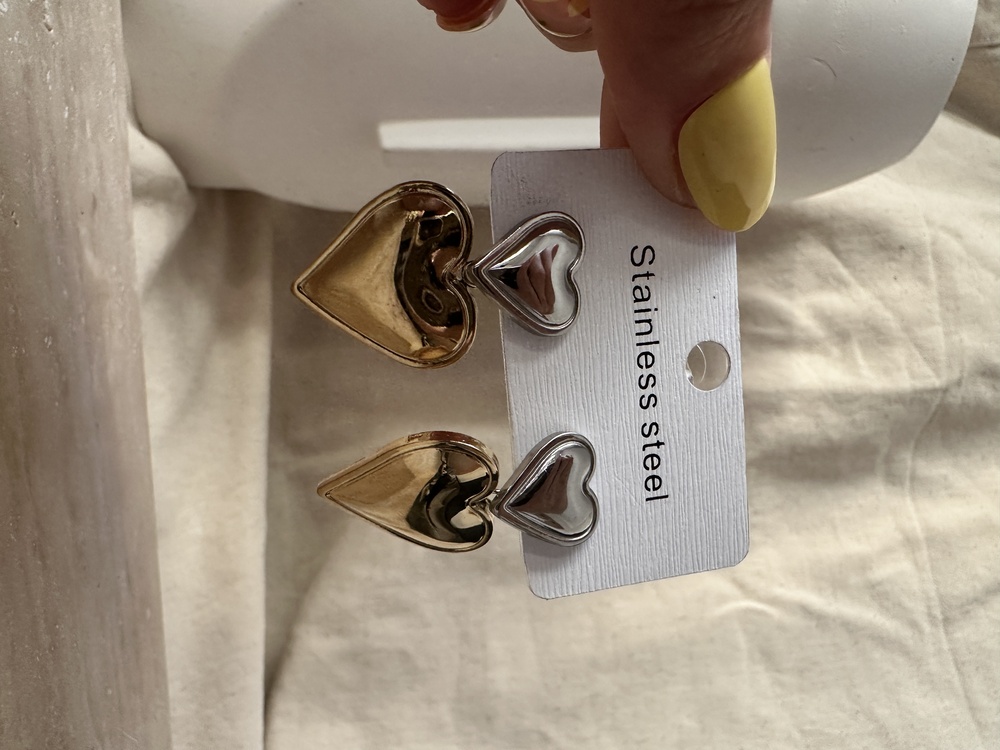 Çelik gold silver küpe