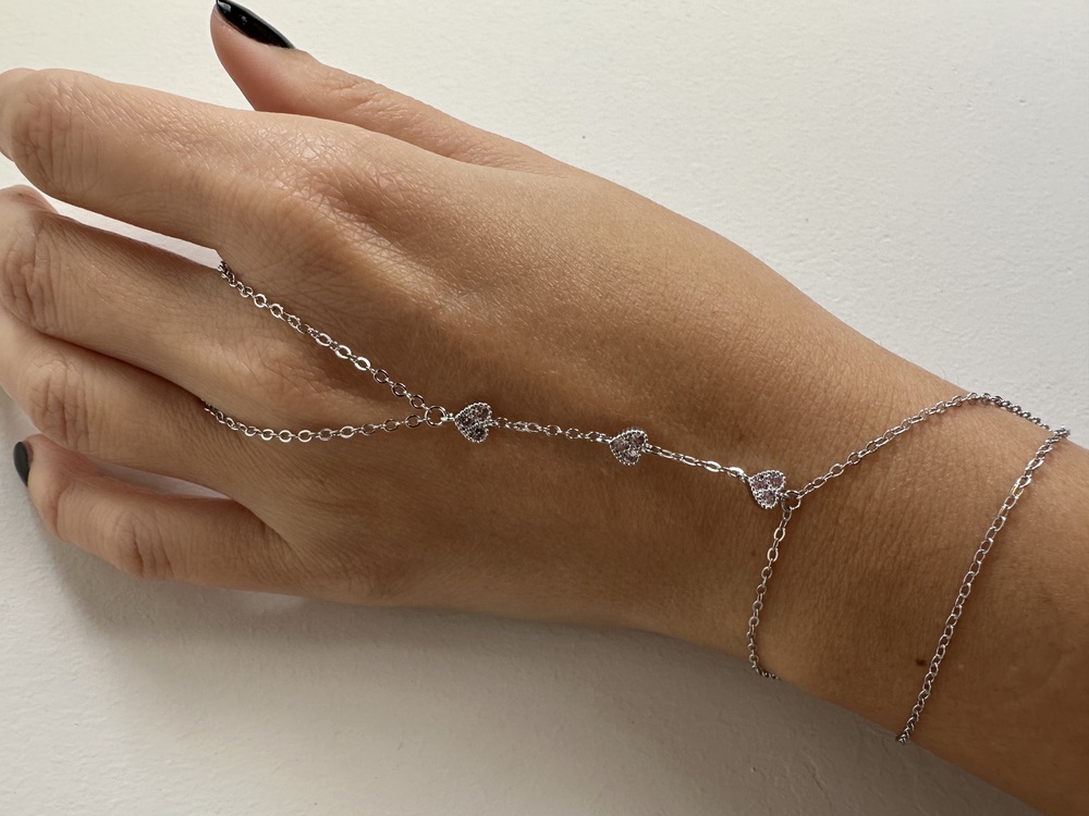 Vip Silver Pembe Taşlı Kalp Desen Şahmeran